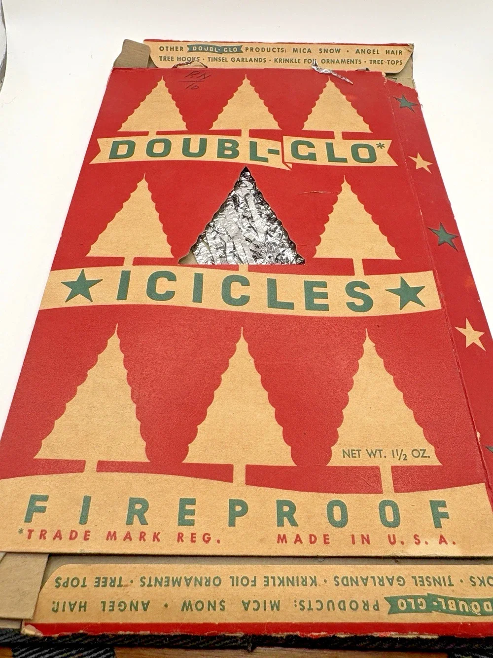 Vintage 1950’S Double-Glo Fireproof Icicles Silver Tinsel Ribbon Christmas Decor